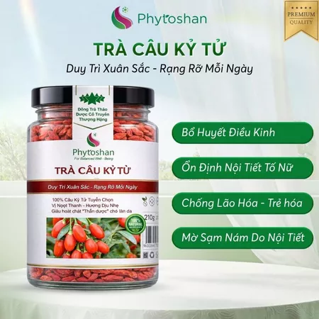 Kỷ tử organic Giàu Polysaccharides Kỷ tử đỏ Pha Trà Thảo Mộc Dưỡng Nhan Phytoshan TKD01